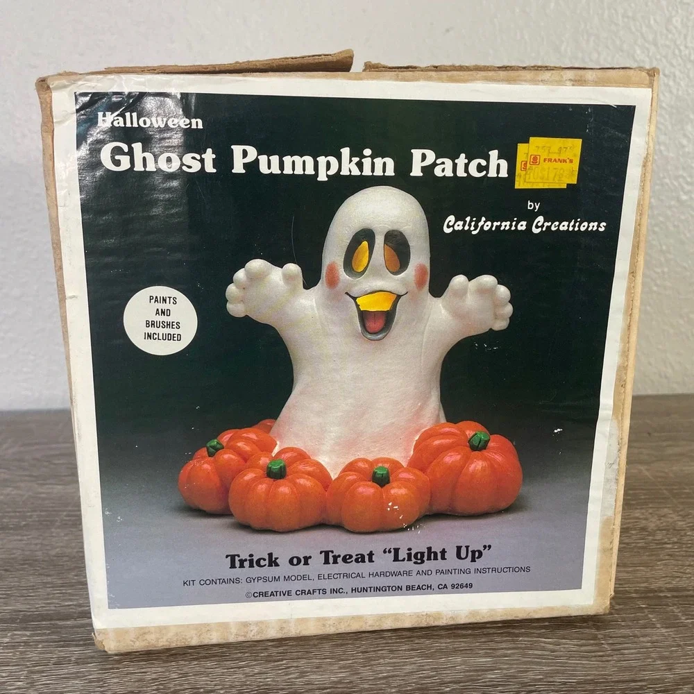 Vintage California Creations Ghost Pumpkin Patch Light Up Halloween Ceramic